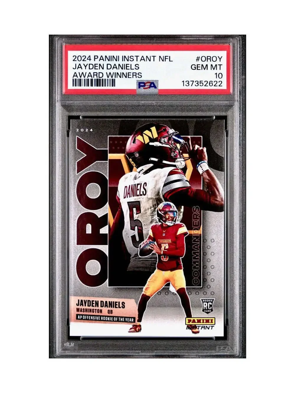 Jayden Daniels 2024 Panini NFL AP Offensive Rookie of the Year Commanders PSA 10
